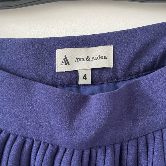 Ava & Aiden Pleated A-Line Skirt - Deep Blue - Picture 3 of 5